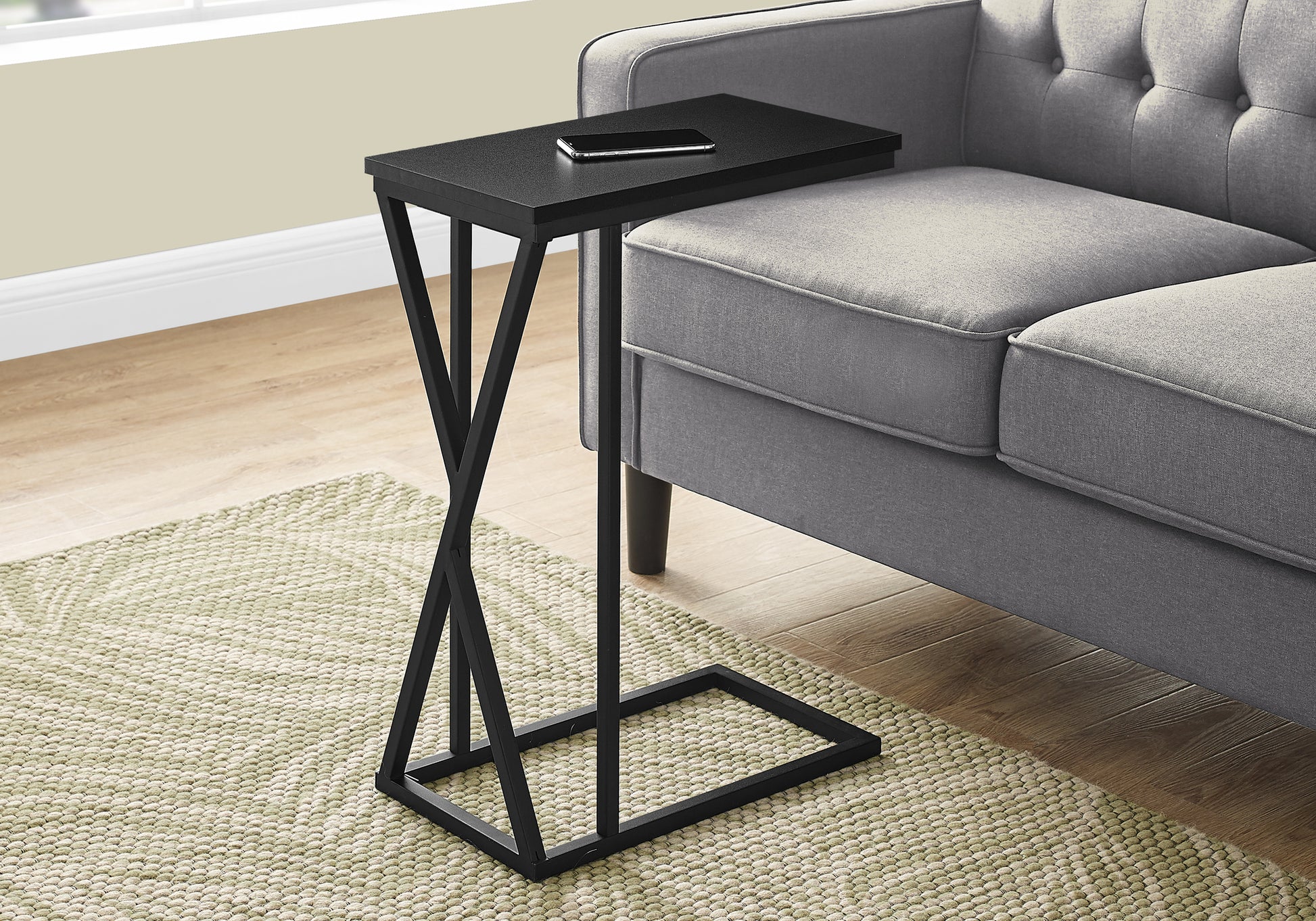 Accent Table C-Shaped 25"H Black Metal-Nesting Table-DECOROLALA