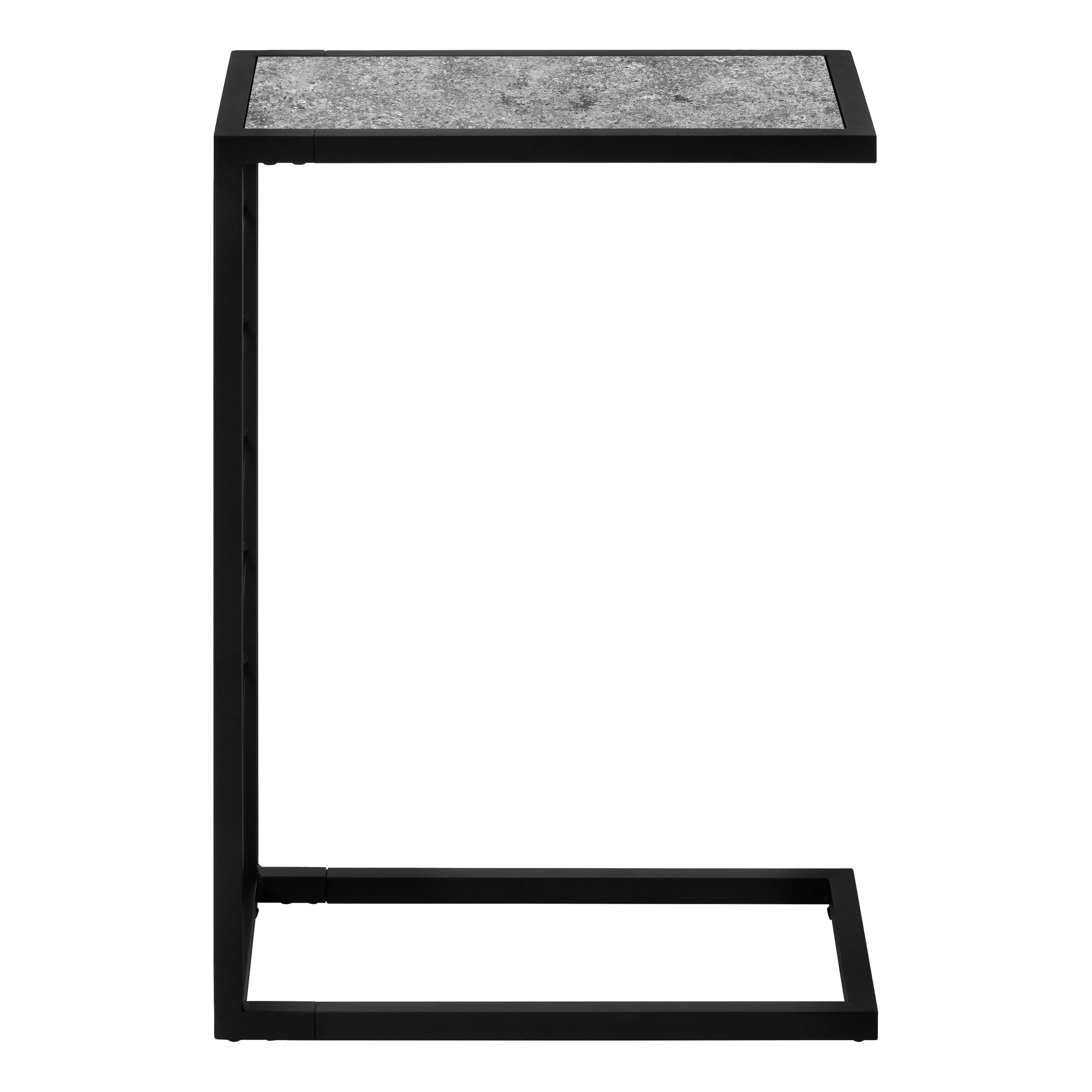 Accent Table C-Shaped 25"H White Marble-Look Black Metal-Accent Table-DECOROLALA
