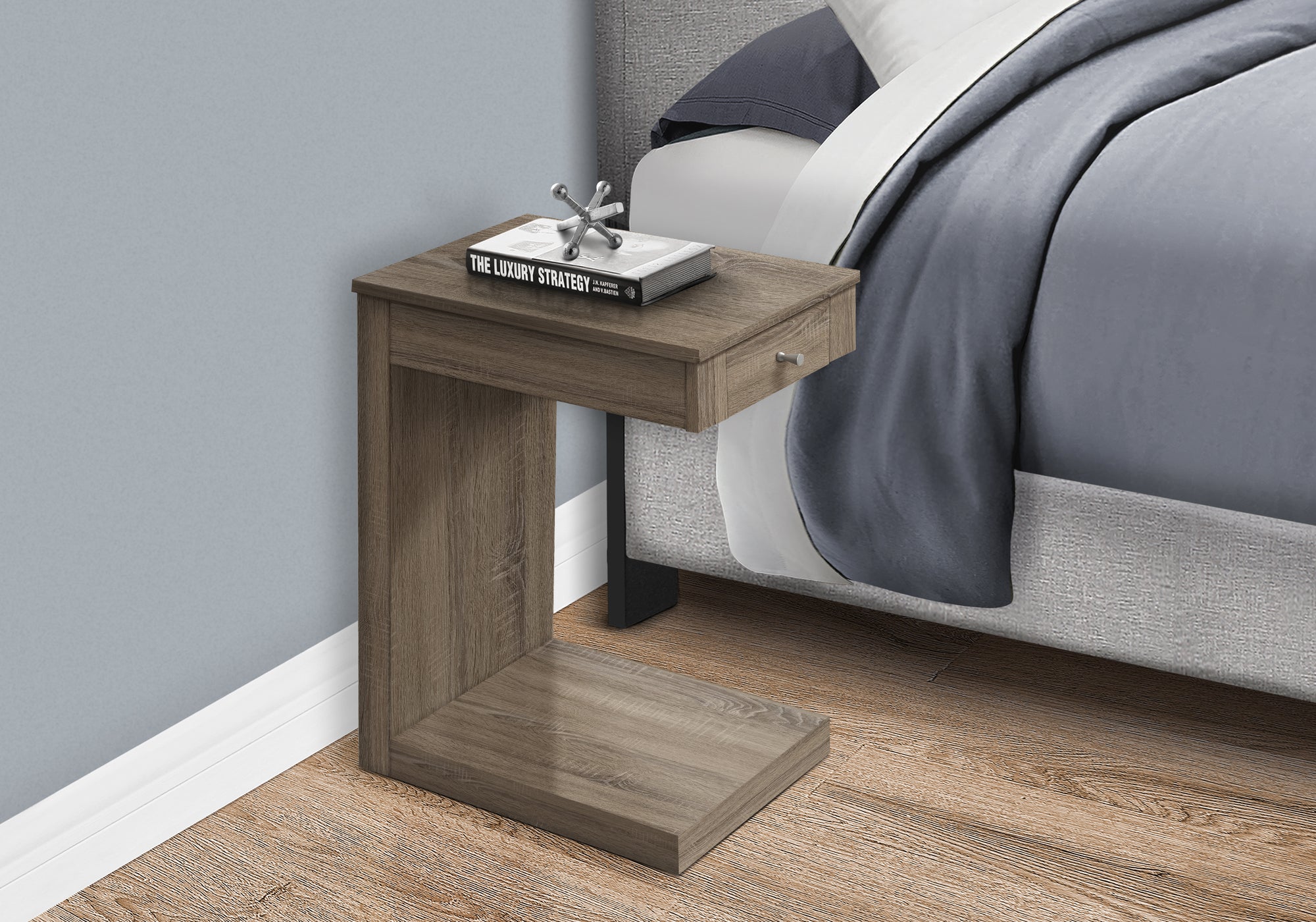 Accent Table Dark Taupe with Drawer-Accent Table-DECOROLALA