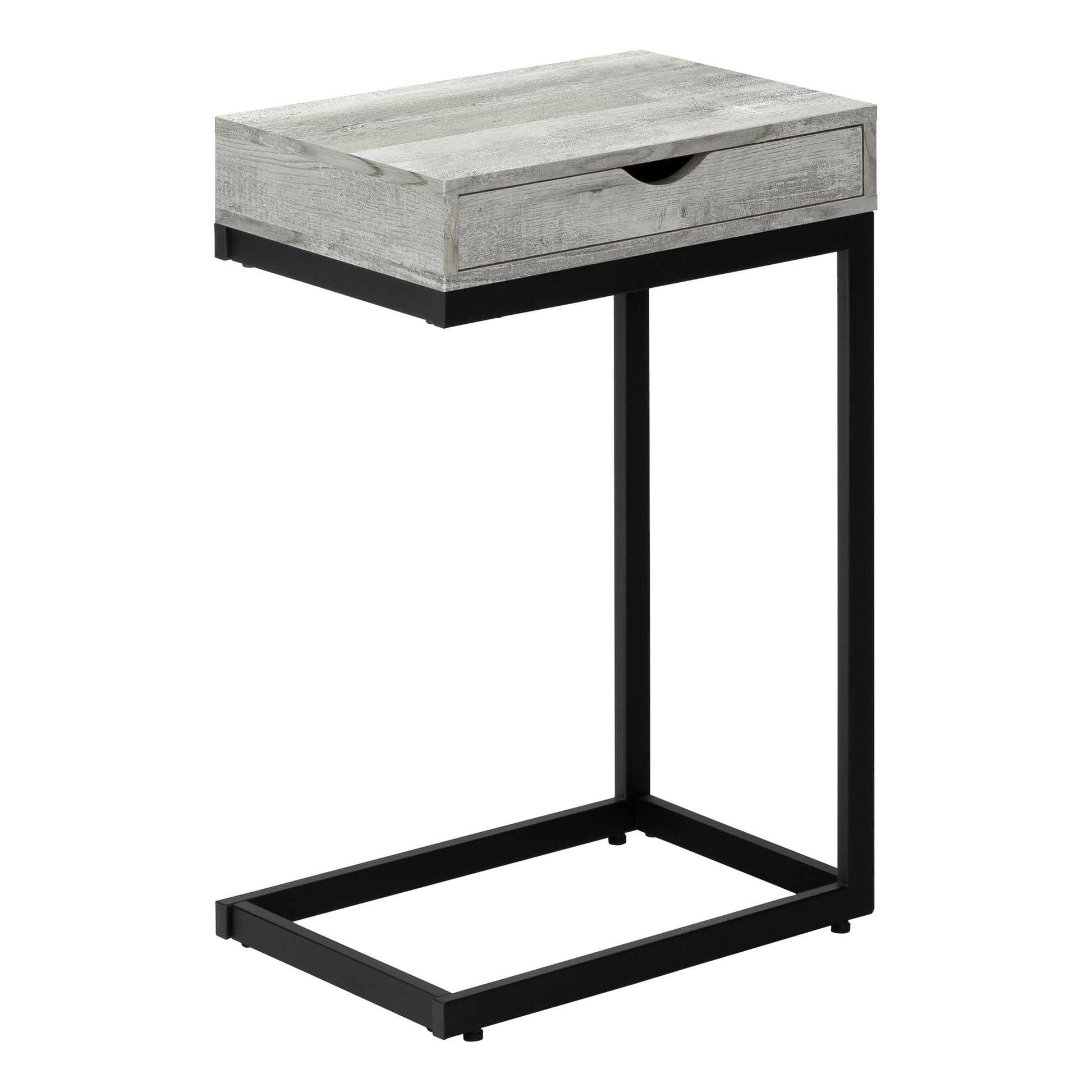 Accent Table Espresso C-Shape with Drawer-Coffee Table-DECOROLALA