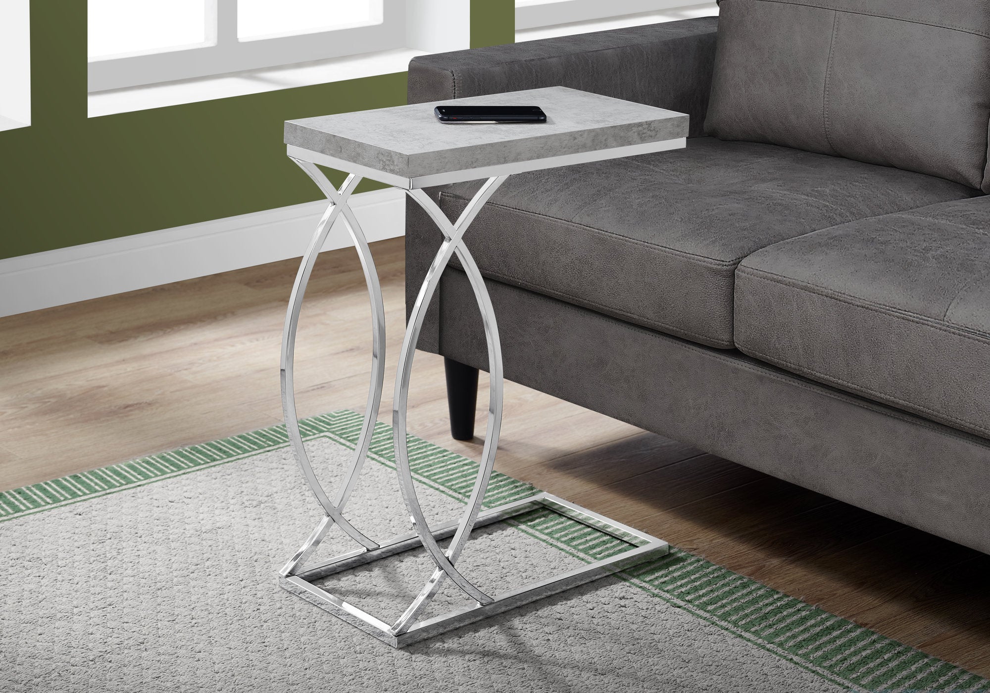 Accent Table - Glossy White With Chrome Metal-Accent Table-DECOROLALA