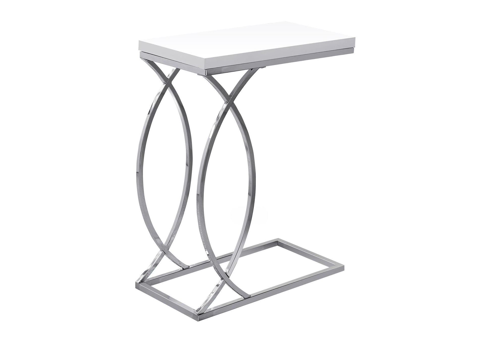 Accent Table - Glossy White With Chrome Metal-Accent Table-DECOROLALA