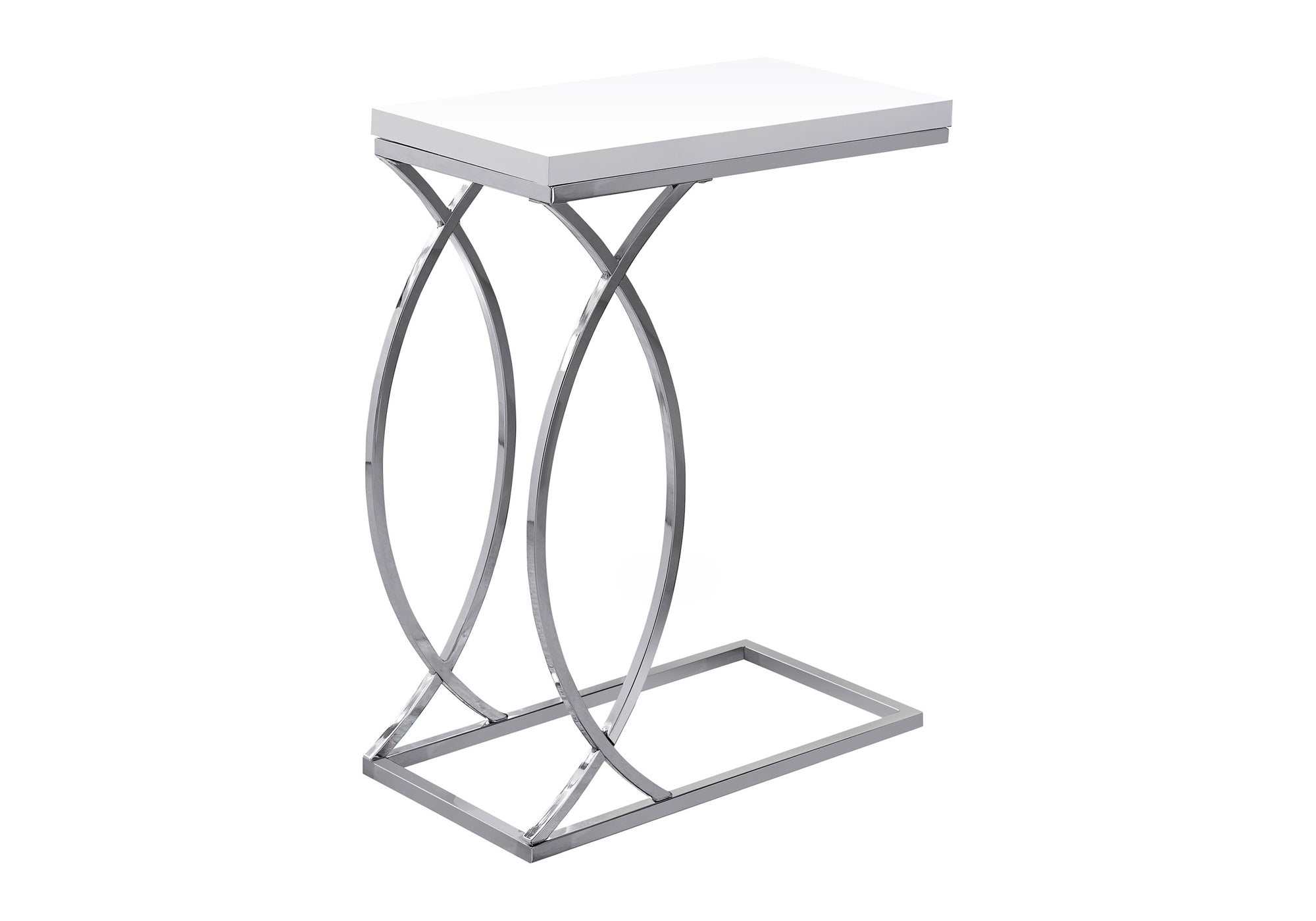 Accent Table - Glossy White With Chrome Metal-Accent Table-DECOROLALA