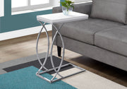Accent Table - Glossy White With Chrome Metal-Accent Table-DECOROLALA