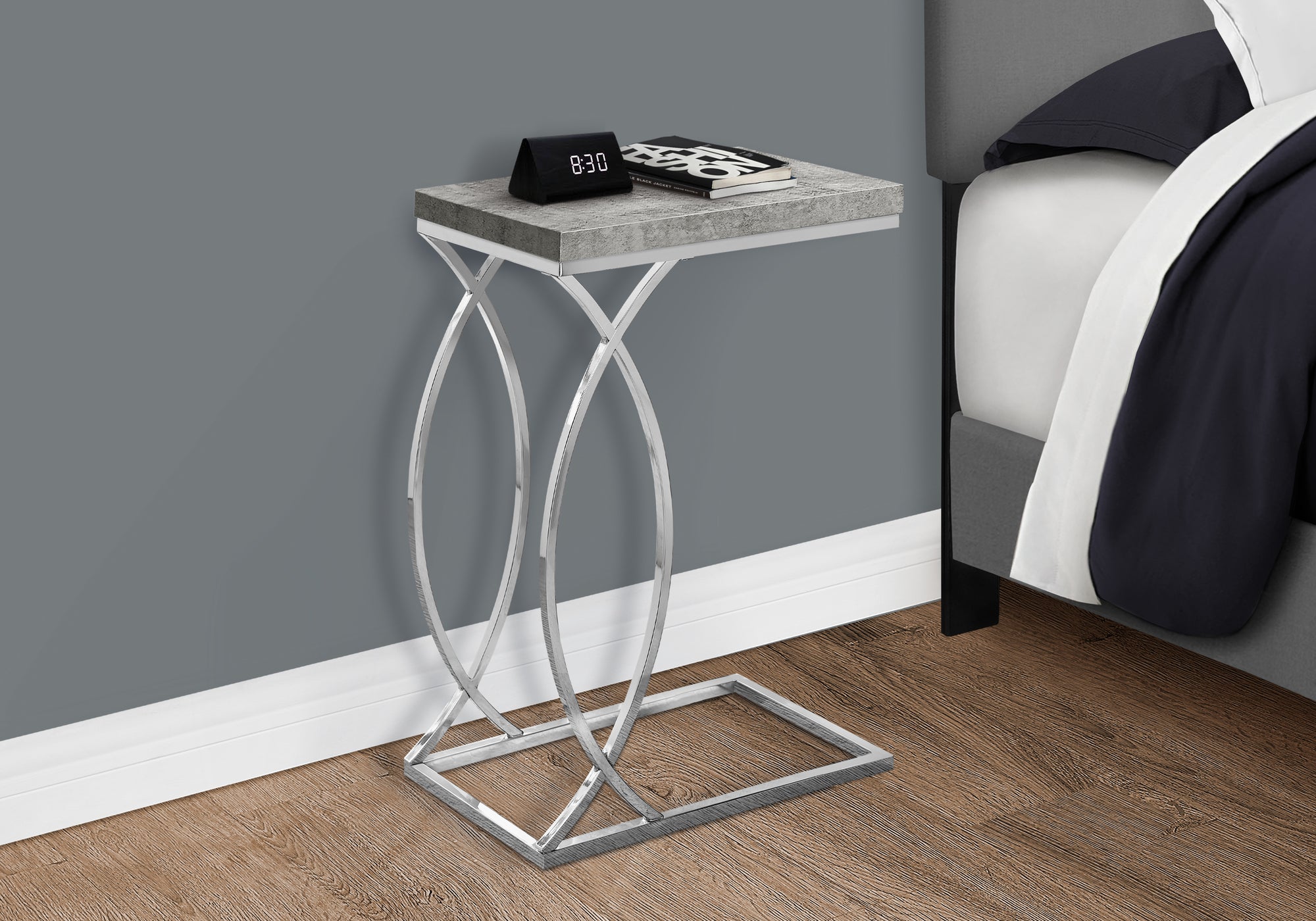 Accent Table - Glossy White with Chrome Metal Legs-Accent Table-DECOROLALA
