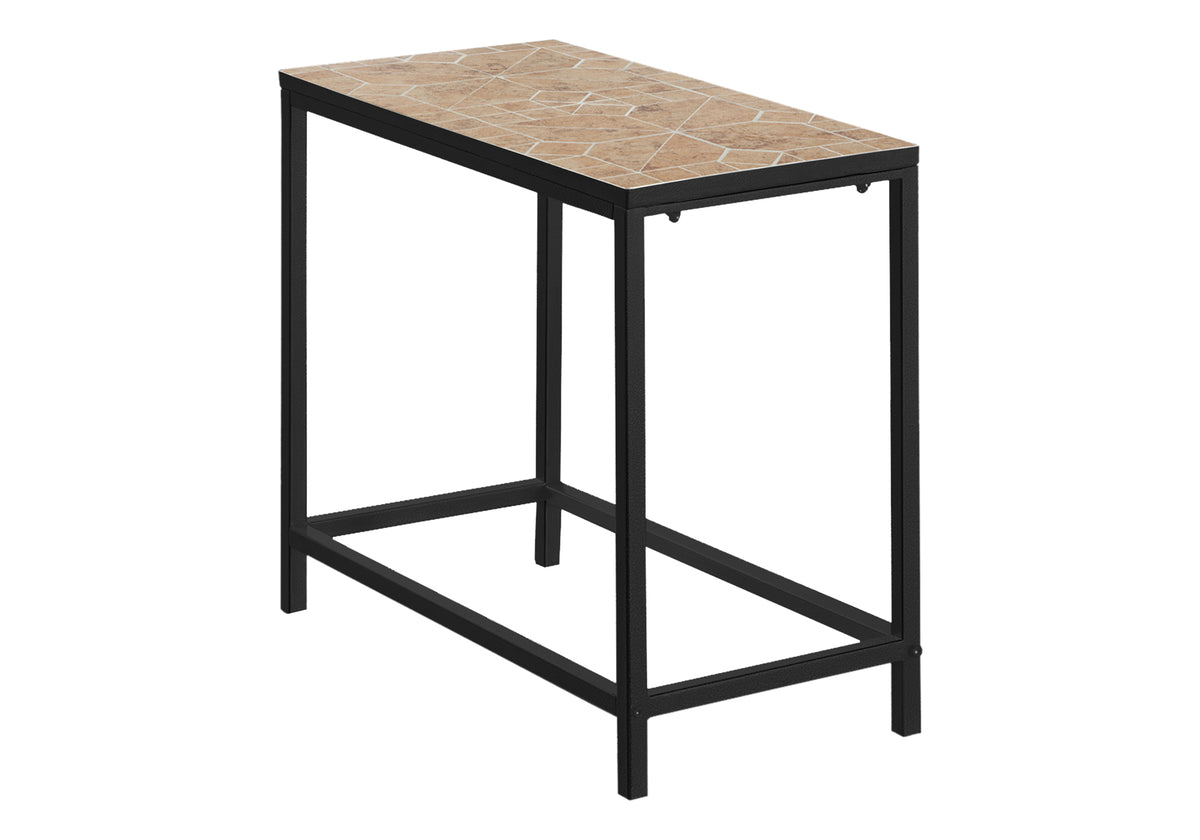 Accent Table Grey Blue Tile Top Hammered Silver-Accent Tables-DECOROLALA