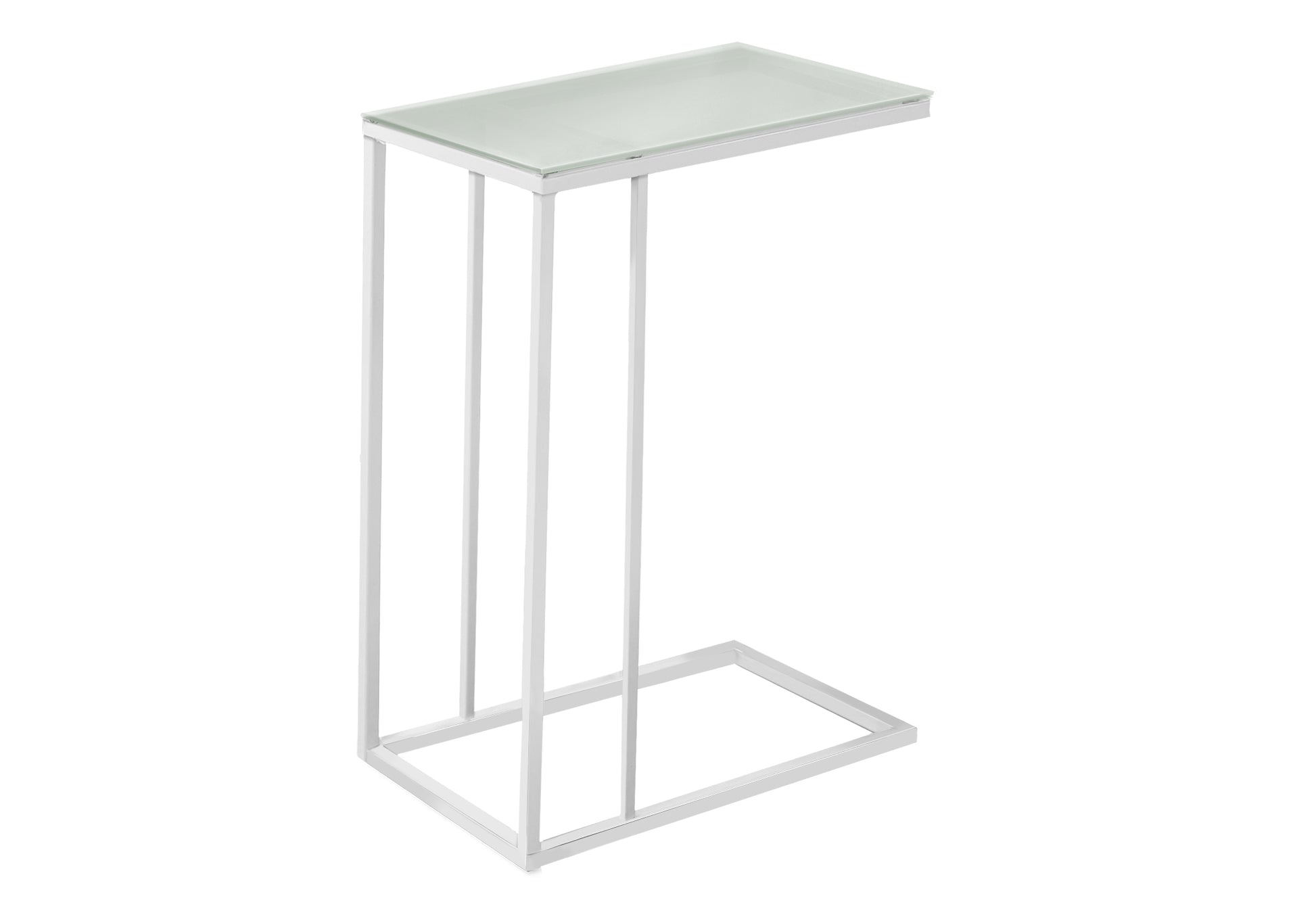 Accent Table - White Metal Frosted Glass-Accent Table-DECOROLALA
