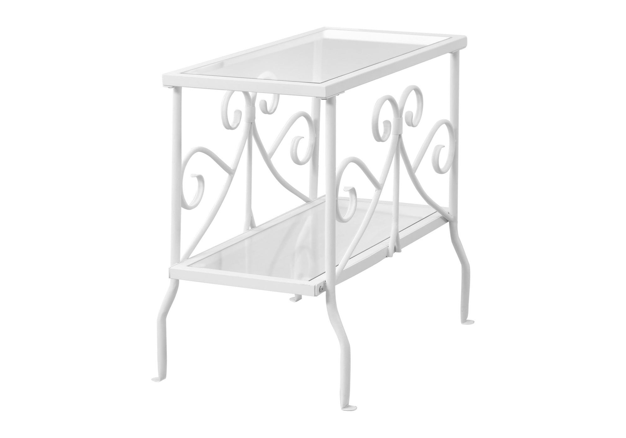 Accent Table - White Metal With Tempered Glass-Accent Table-DECOROLALA