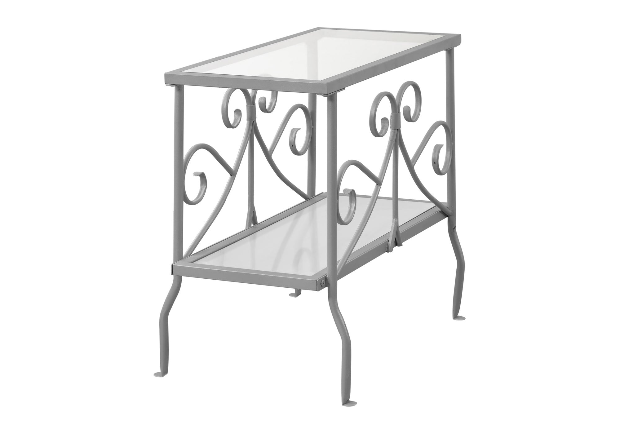 Accent Table - White Metal With Tempered Glass-Accent Table-DECOROLALA