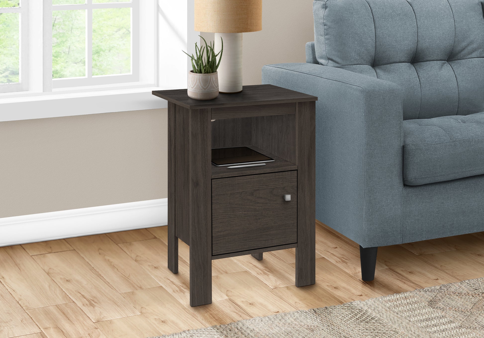 Accent Table with Storage - Black/Grey-Accent Table-DECOROLALA