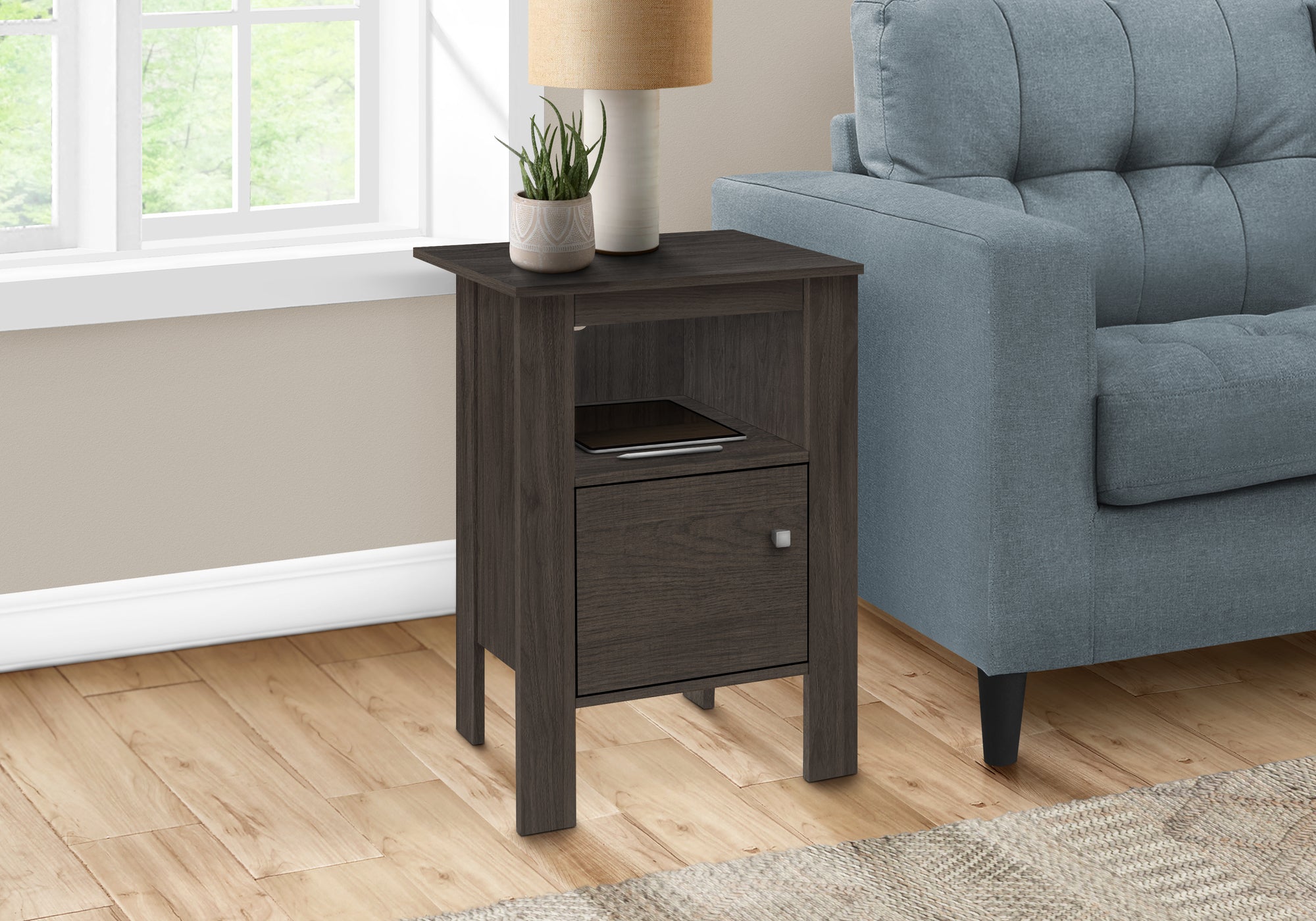 Accent Table with Storage - Black/Grey-Accent Table-DECOROLALA