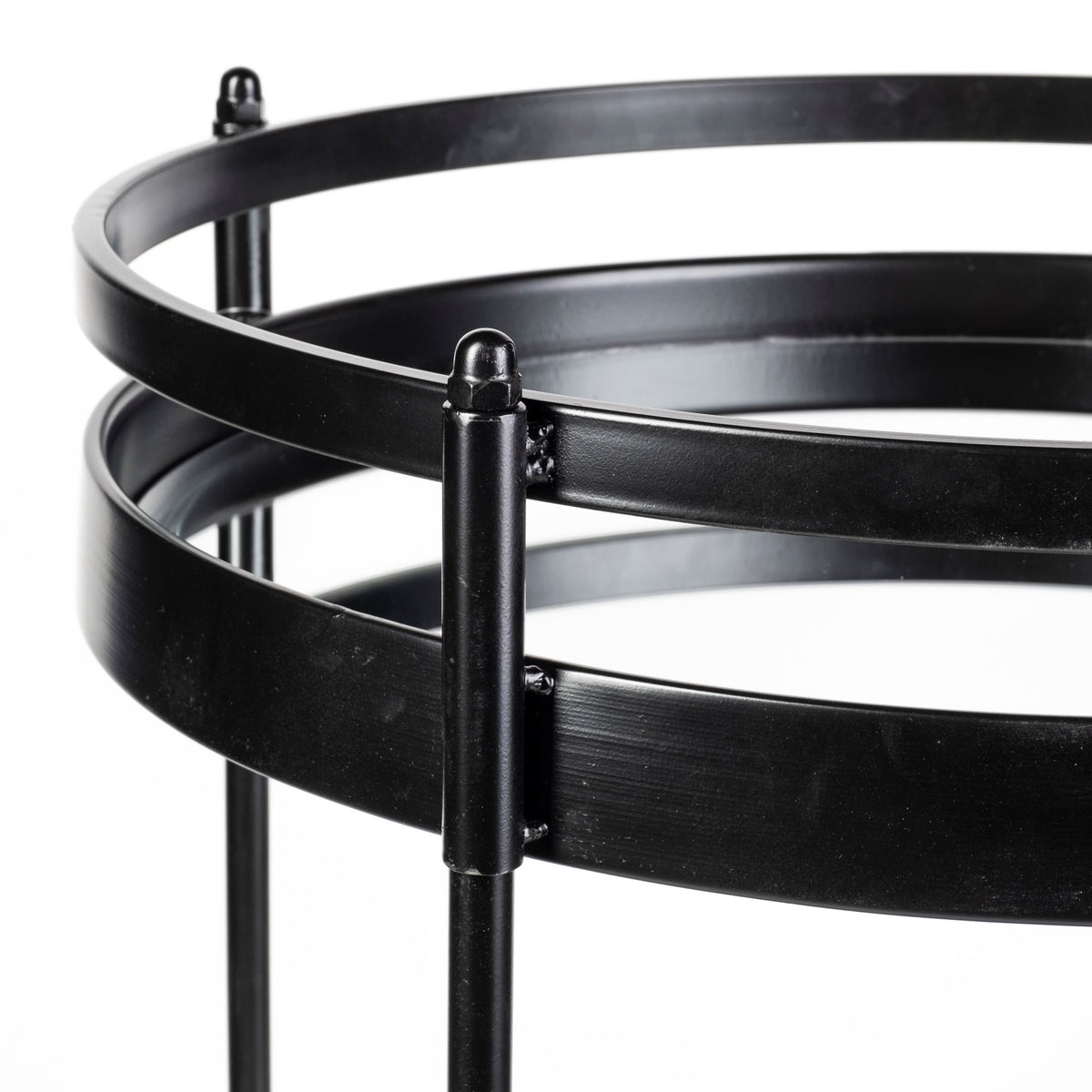 Ada Bar Cart - Black Metal Two-Tier Glass Shelves-Rolling Carts-DECOROLALA
