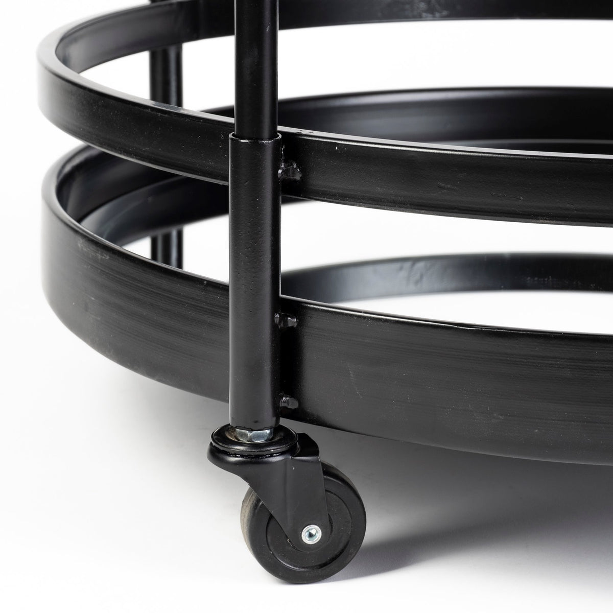 Ada Bar Cart - Black Metal Two-Tier Glass Shelves-Rolling Carts-DECOROLALA