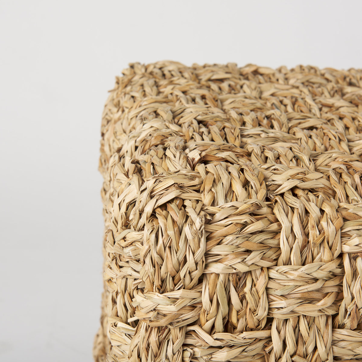Adele 17.7L x 17.7W x 17.7H Medium Brown Seagrass Woven Square Pouf-Poufs-DECOROLALA