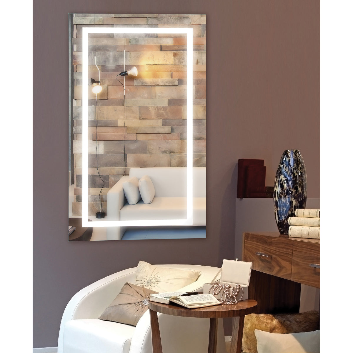 Adele 40" Tall Rectangle Led Mirror-LED Mirrors-DECOROLALA