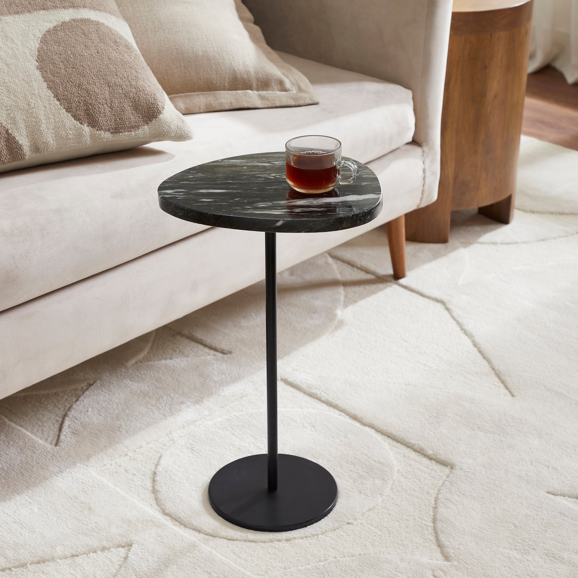 Adeline Indoor Iron Side Table, Black-End Table-DECOROLALA