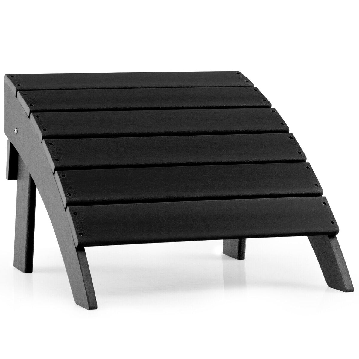 Adirondack Folding Ottoman with All Weather HDPE-Black-Adirondack Chairs-DECOROLALA
