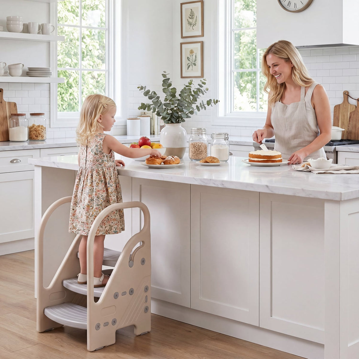Adjustable 3-Step Helper Stool with Safety Handles and for kids-Gray-Kids Chairs & Seating-DECOROLALA