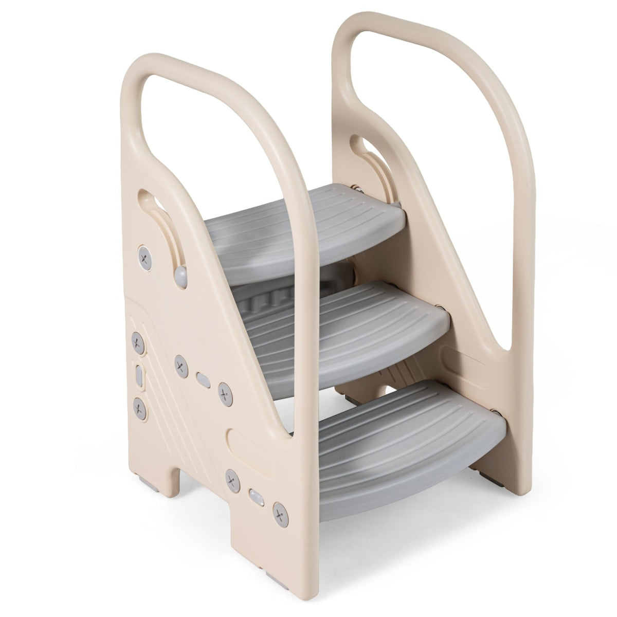 Adjustable 3-Step Helper Stool with Safety Handles and for kids-Gray-Kids Chairs & Seating-DECOROLALA