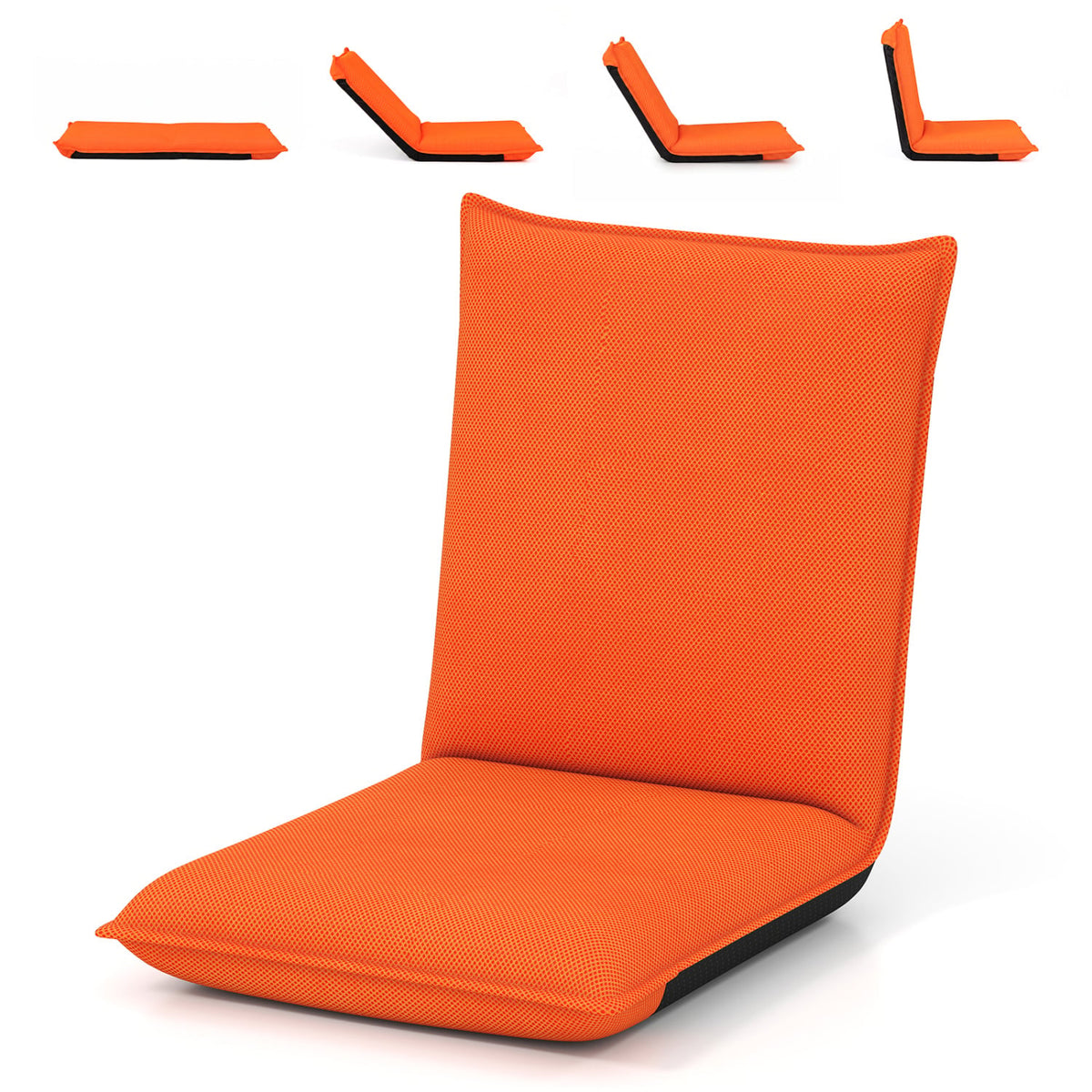 Adjustable 6 Positions Folding Lazy Man Sofa Chair Floor Chair-Orange-Floor Chairs-DECOROLALA