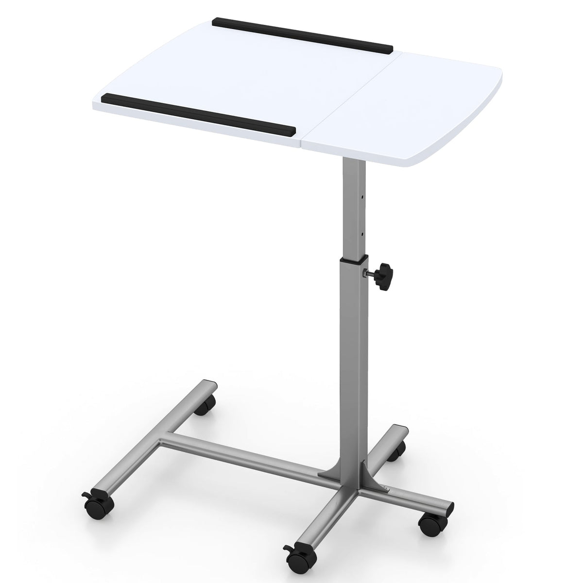 Adjustable Angle Height Rolling Laptop Table-White-Laptop Tables & Printer Stands-DECOROLALA