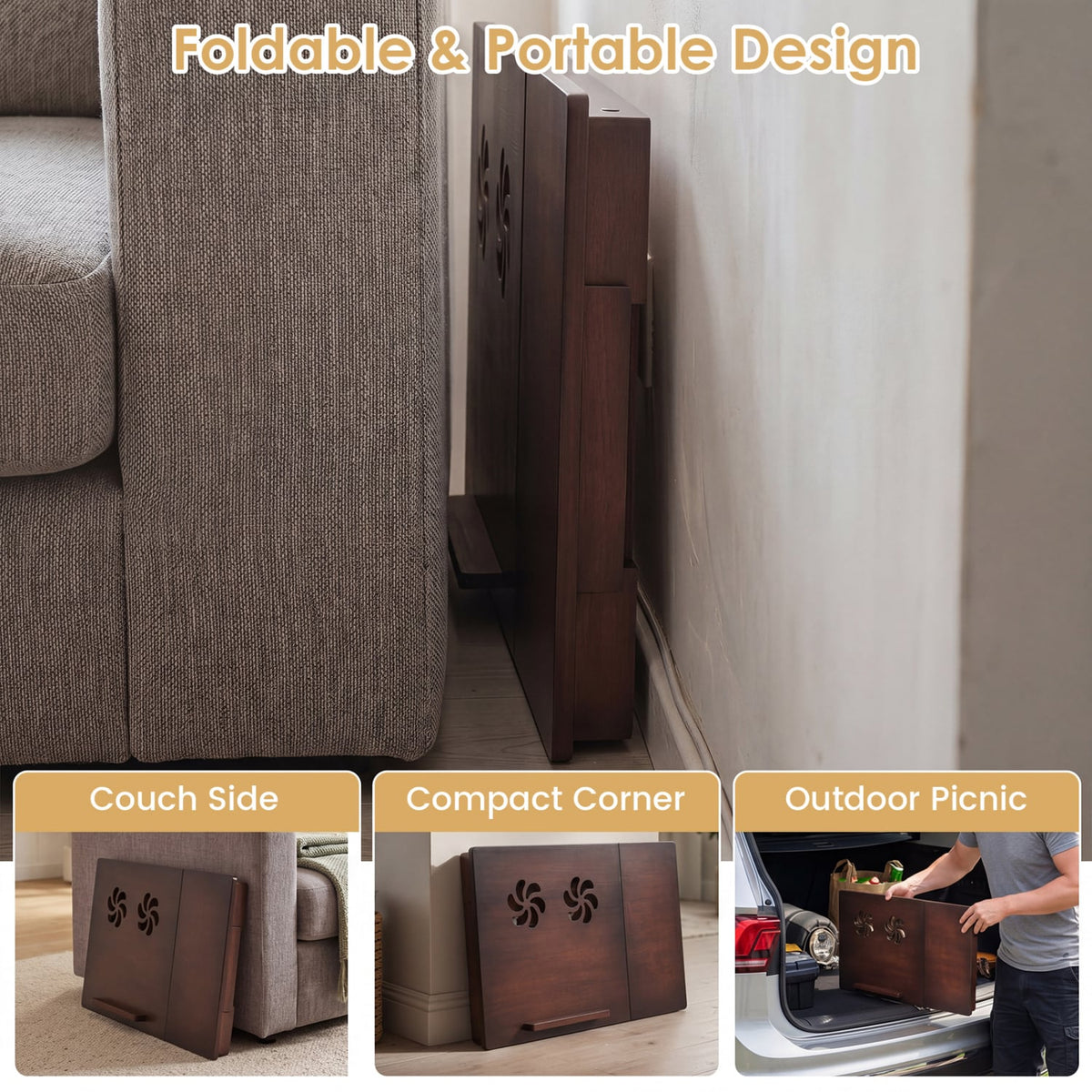 Adjustable Bamboo Laptop Desk with Tilting Top and Adjustable Legs for Wring-Brown-Laptop Tables & Printer Stands-DECOROLALA