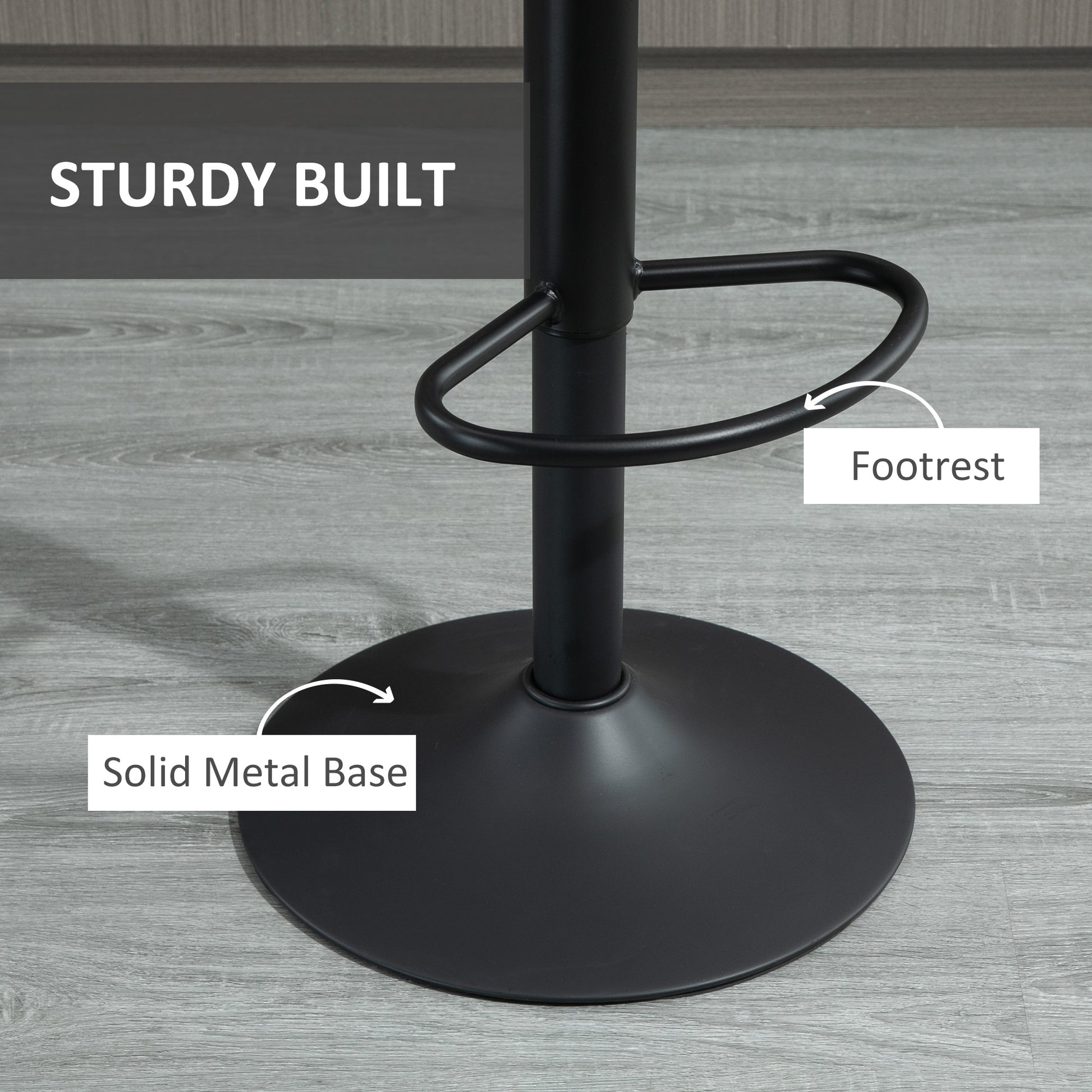 Adjustable Bar Stools Set of 2, Leathaire Swivel Barstools with Back and Footrest, Upholstered Bar Chairs for Kitchen, Dining Room, Home Pub, Grey-Home Furnishings > Kitchen & Dining Furniture > Bar Stools-DECOROLALA