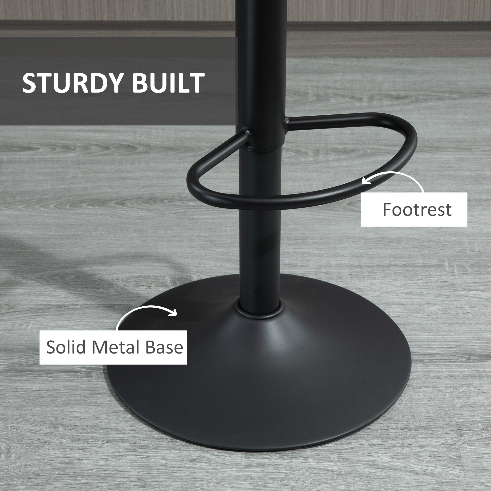 Adjustable Bar Stools Set of 2, Leathaire Swivel Barstools with Back and Footrest, Upholstered Bar Chairs for Kitchen, Dining Room, Home Pub, Grey-Home Furnishings > Kitchen & Dining Furniture > Bar Stools-DECOROLALA