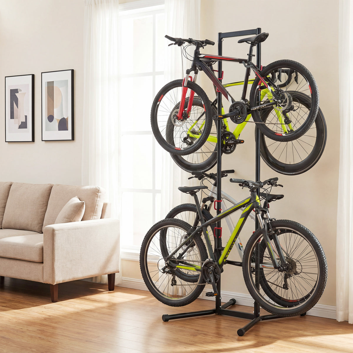 Adjustable Bike Storage Rack with Vertical Stand for 4 Bikes and Garage-Garages-DECOROLALA