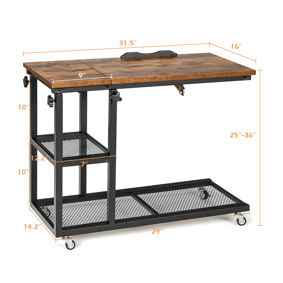 Adjustable C-Shaped Bedside Table-End & Side Tables-DECOROLALA