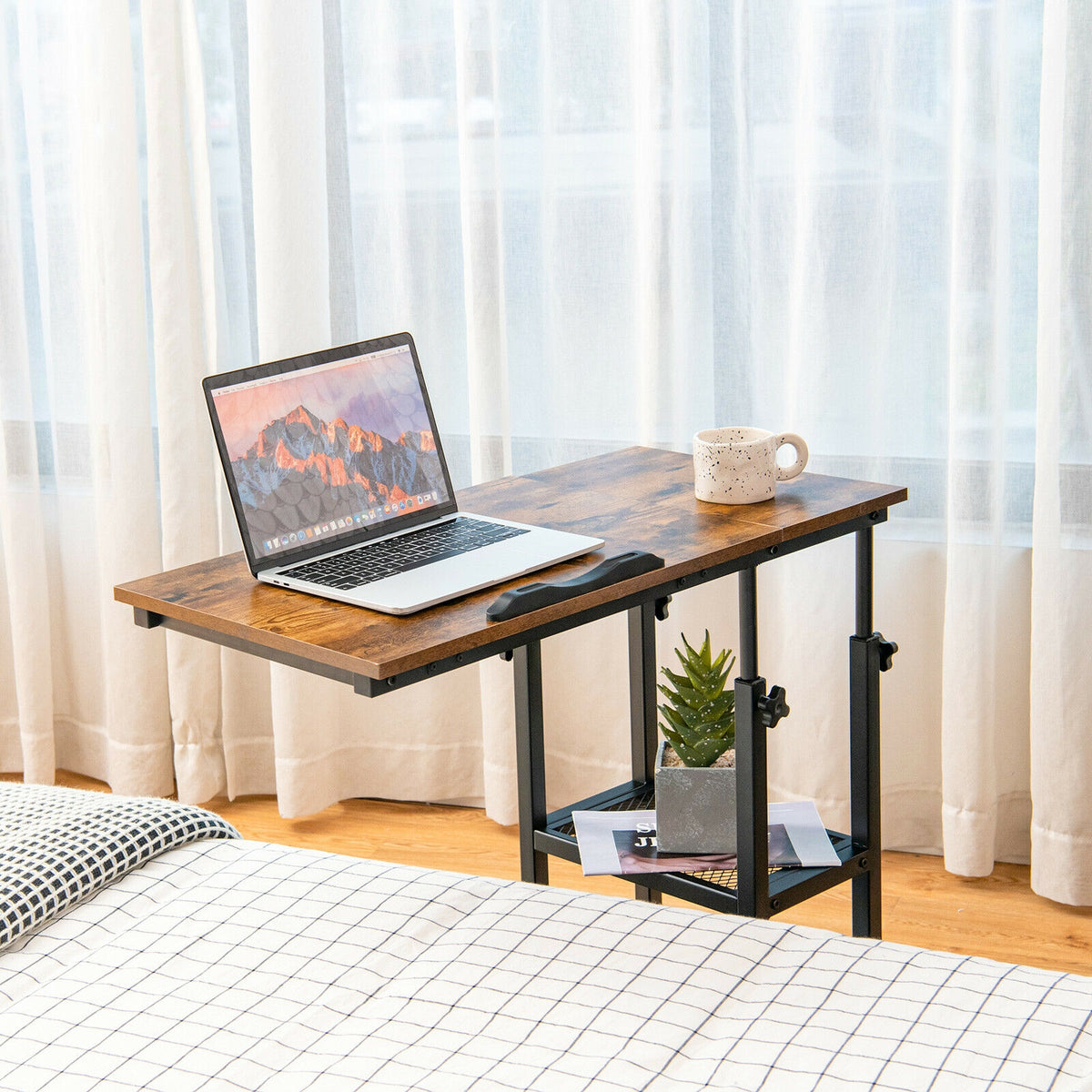 Adjustable C-Shaped Bedside Table-End & Side Tables-DECOROLALA