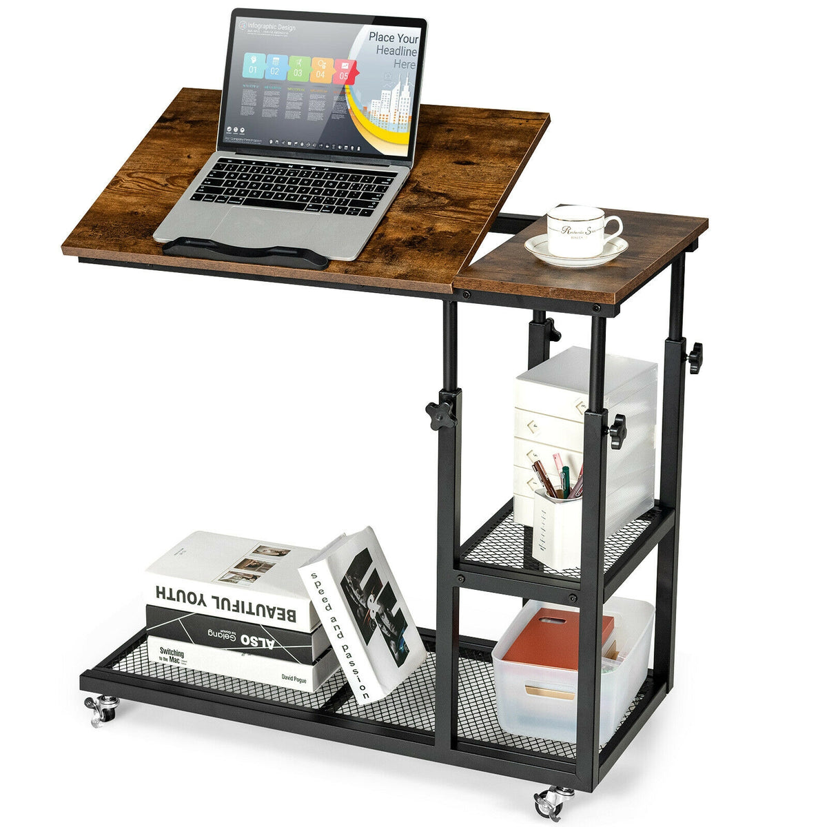 Adjustable C-Shaped Bedside Table-End & Side Tables-DECOROLALA