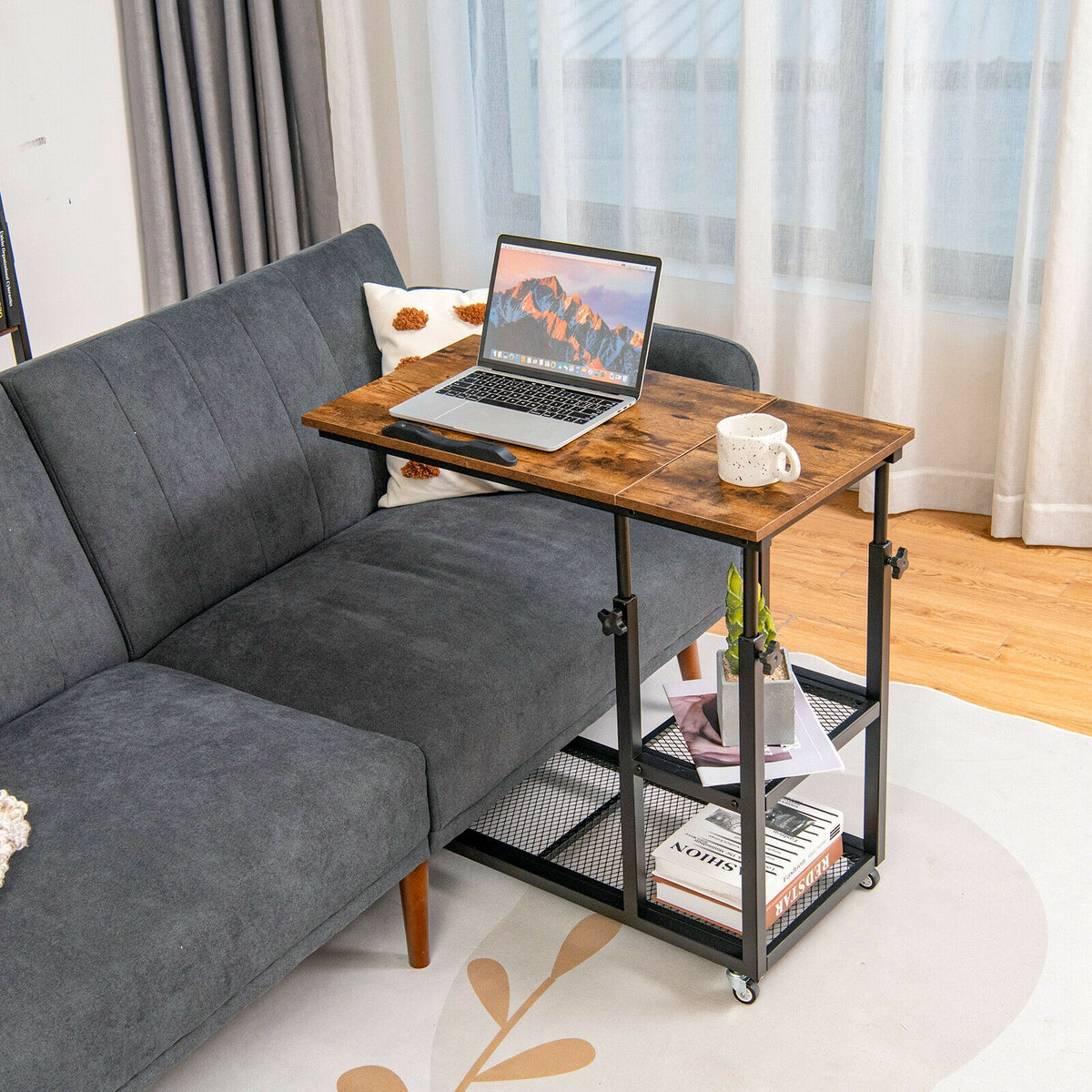 Adjustable C-Shaped Bedside Table-End & Side Tables-DECOROLALA