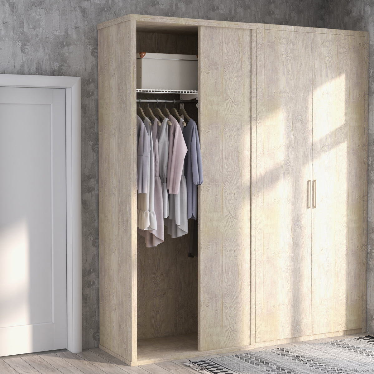 Adjustable Closet Organizer Kit with Shelves and Hanging Rods for 4 to 6 Feet-White-Clothing & Closet Storage-DECOROLALA