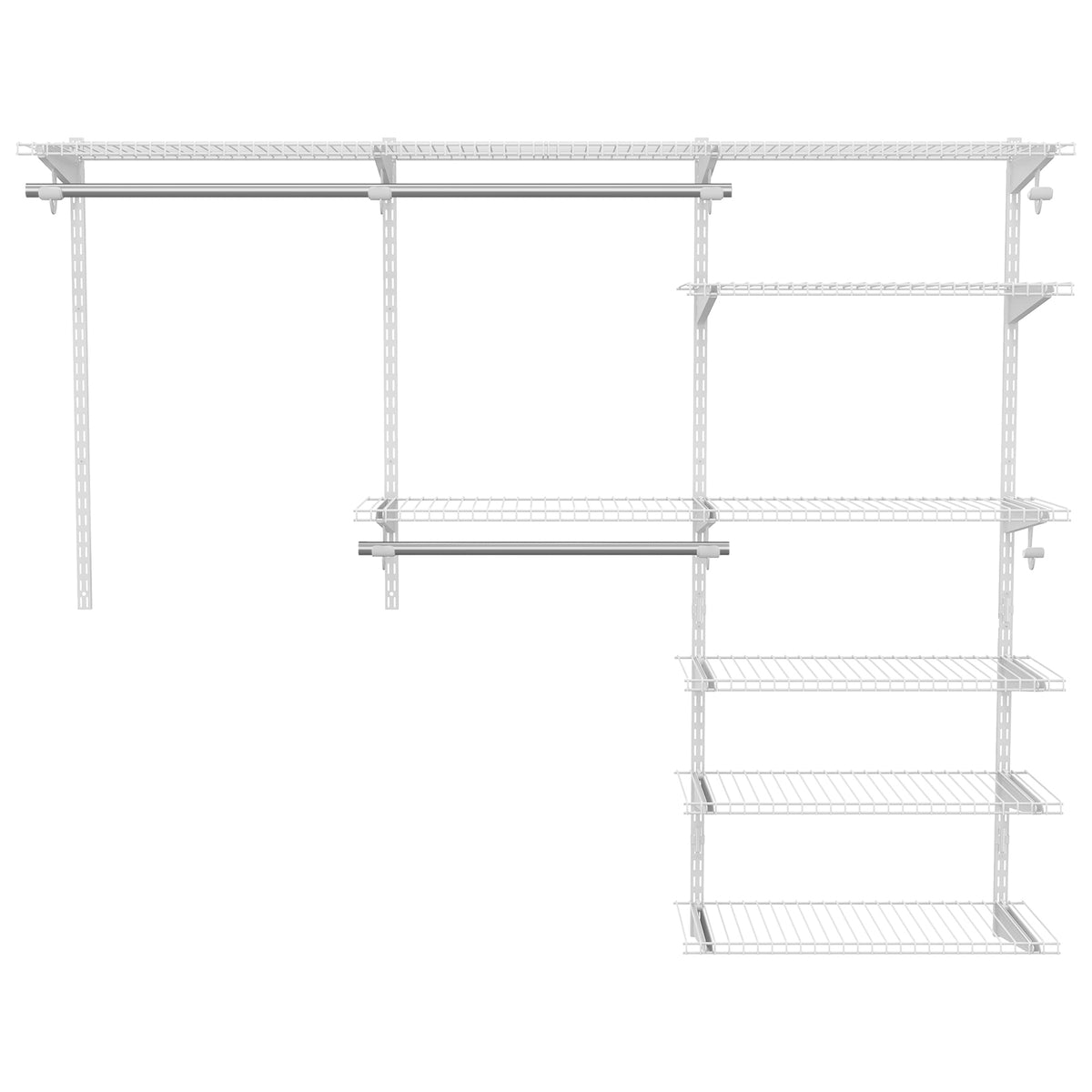 Adjustable Closet Organizer Kit with Shelves and Hanging Rods for 4 to 6 Feet-White-Clothing & Closet Storage-DECOROLALA