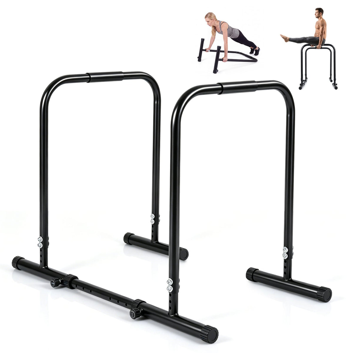 Adjustable Dip Bar Station with 660 LBS Capacity for Calisthenics and Strength Training-Black-Yoga Accessories-DECOROLALA