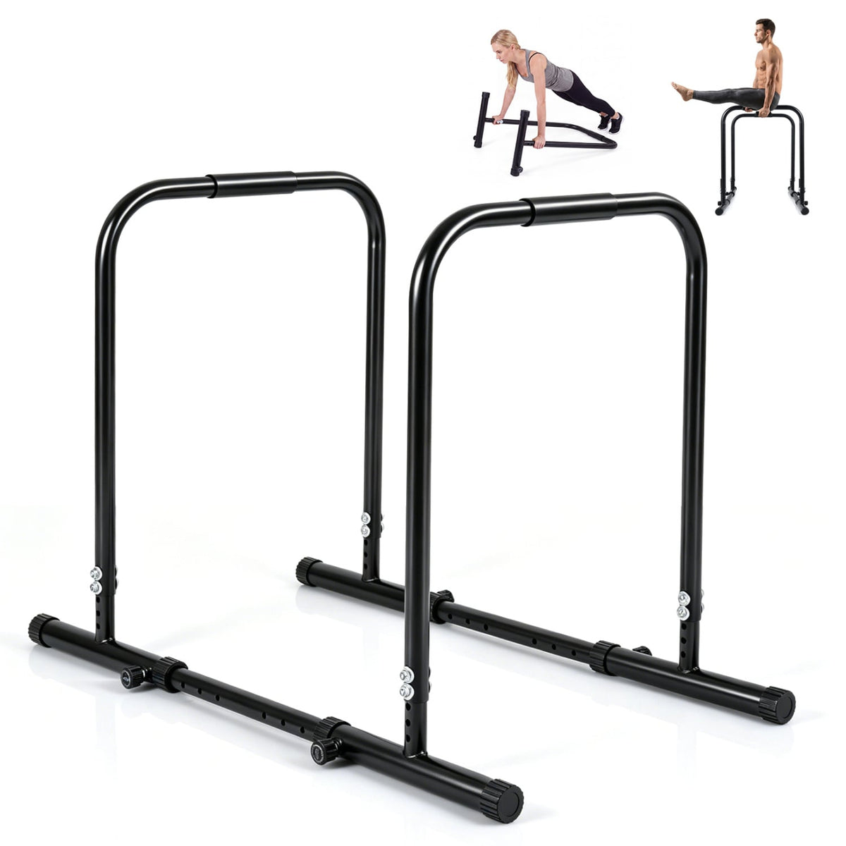 Adjustable Dip Bar Station with 660 LBS Capacity for Home Gym-Black-Yoga Accessories-DECOROLALA