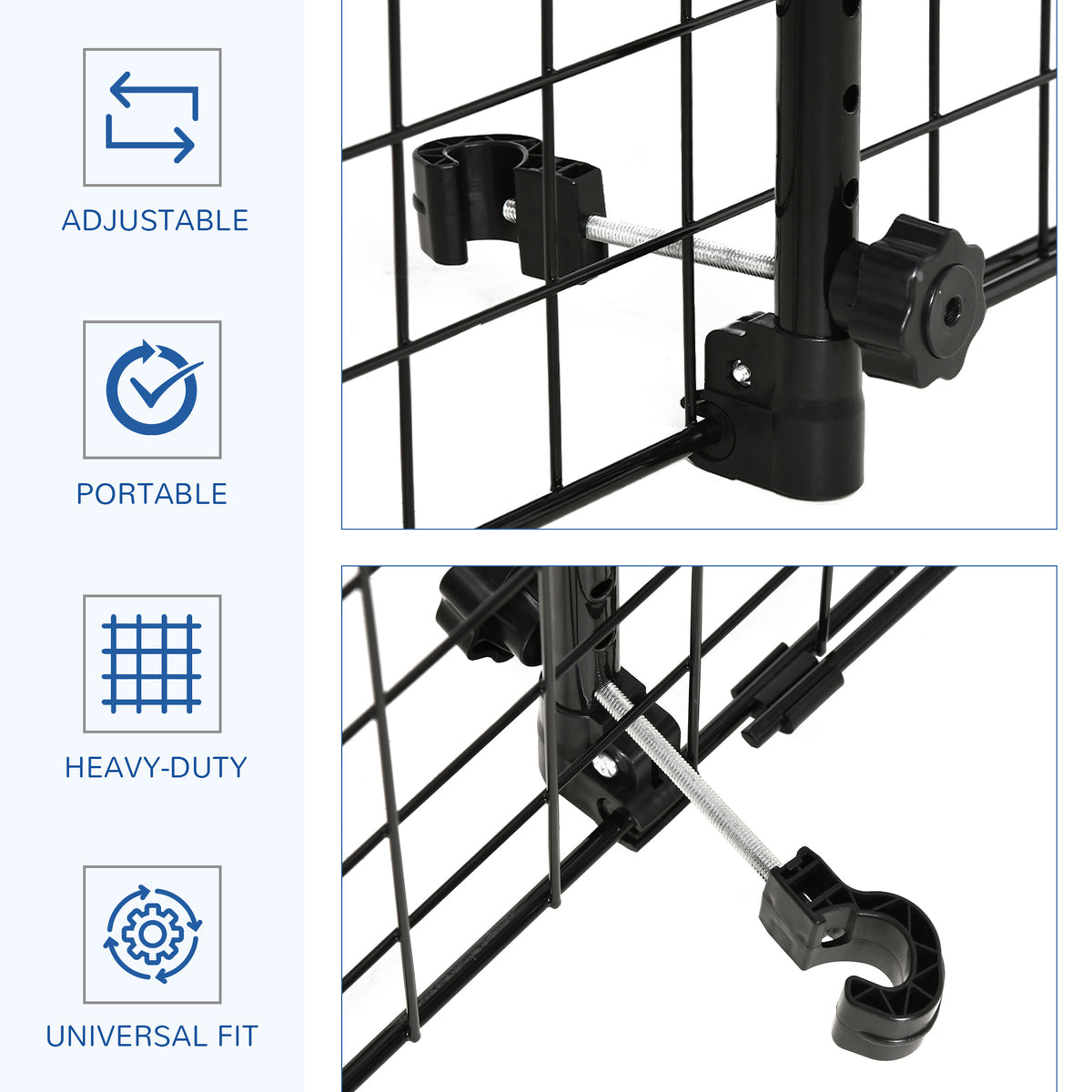 Adjustable Dog Car Barrier - Black Heavy Duty Metal Safety Gate-Dogs-DECOROLALA