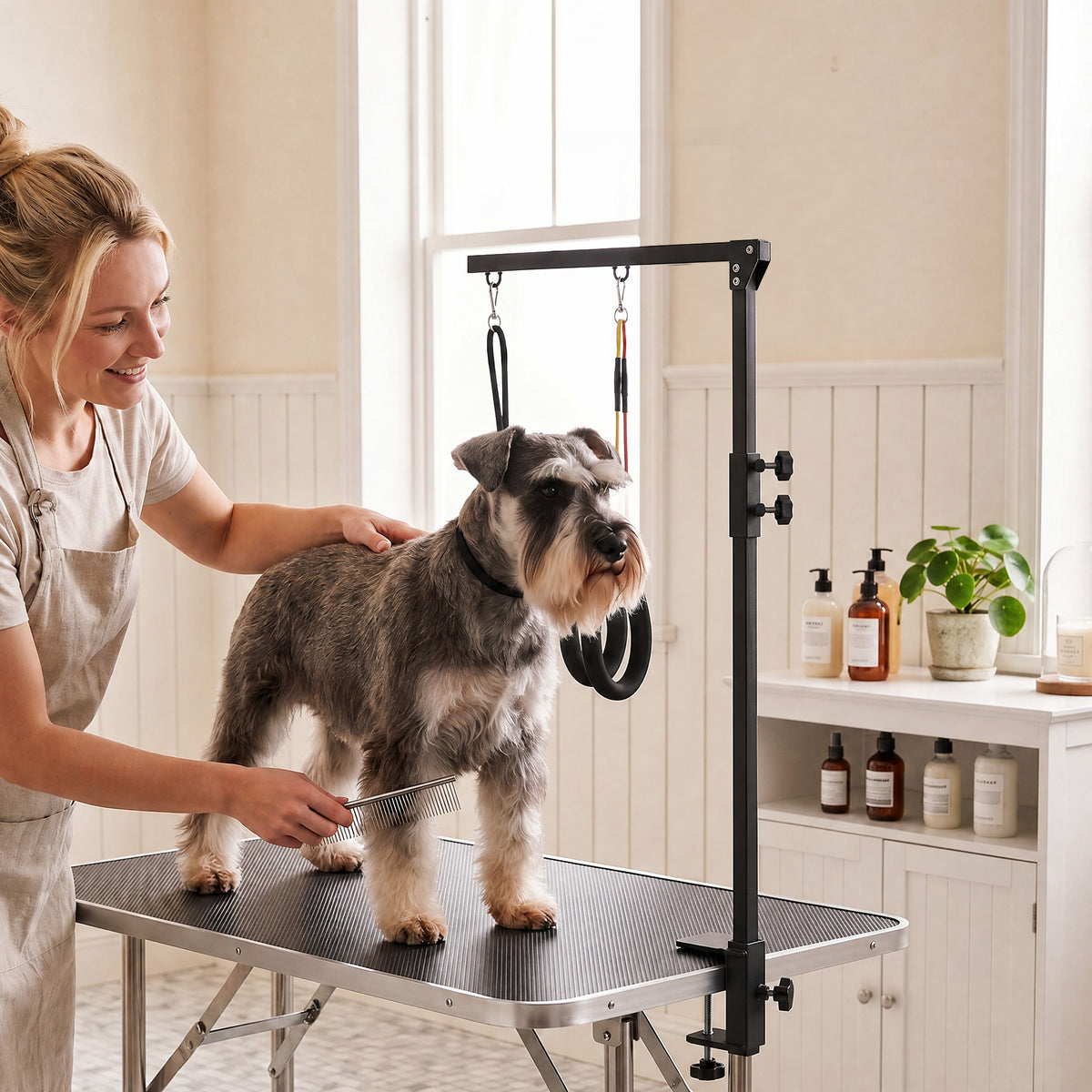 Adjustable Dog Grooming Arm with Clamp and 2 Loops - Black-Dogs-DECOROLALA