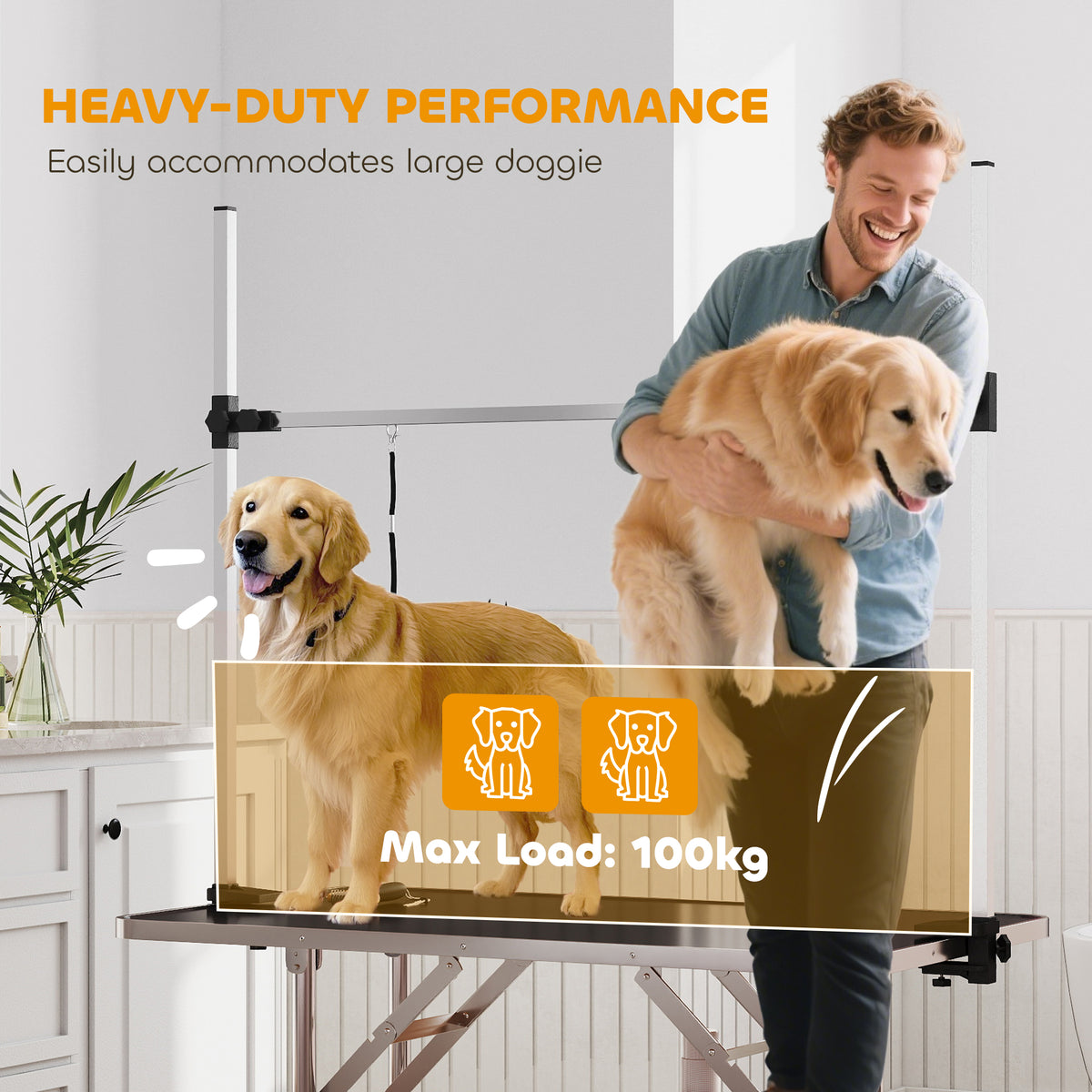 Adjustable Dog Grooming Table - Black 220lb Capacity with Basket-Dogs-DECOROLALA