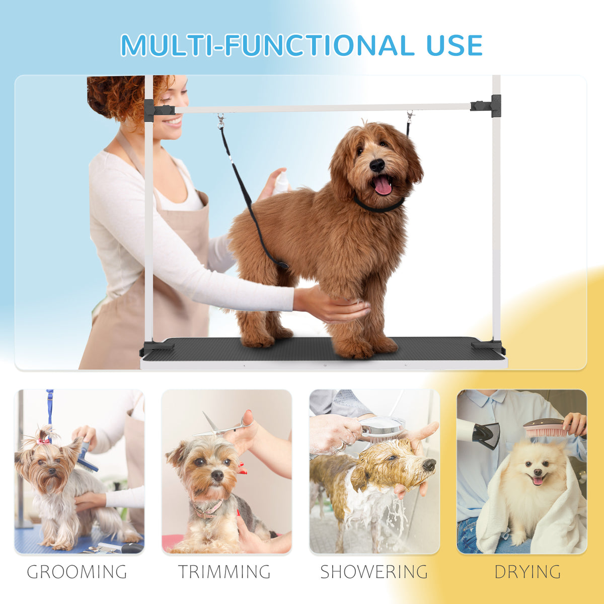Adjustable Dog Grooming Table - Black 220lb Capacity with Basket-Dogs-DECOROLALA