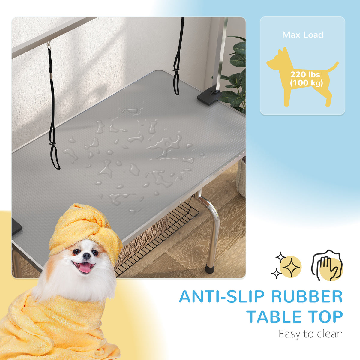 Adjustable Dog Grooming Table - Grey 220lbs Capacity with Basket-Dogs-DECOROLALA