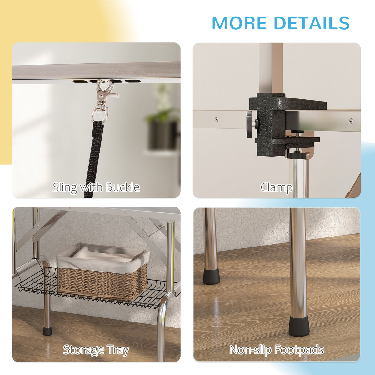 Adjustable Dog Grooming Table - Grey 220lbs Capacity with Basket-Dogs-DECOROLALA
