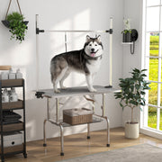 Adjustable Dog Grooming Table - Grey 220lbs Capacity with Basket-Dogs-DECOROLALA