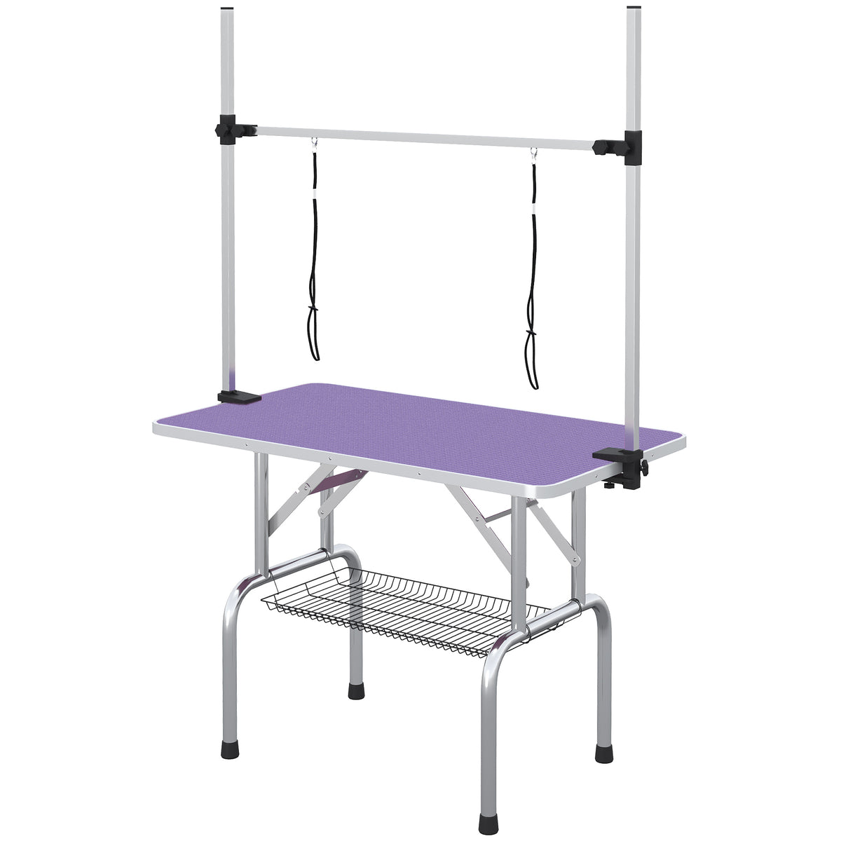 Adjustable Dog Grooming Table - Purple 43" with Storage Basket-Dogs-DECOROLALA