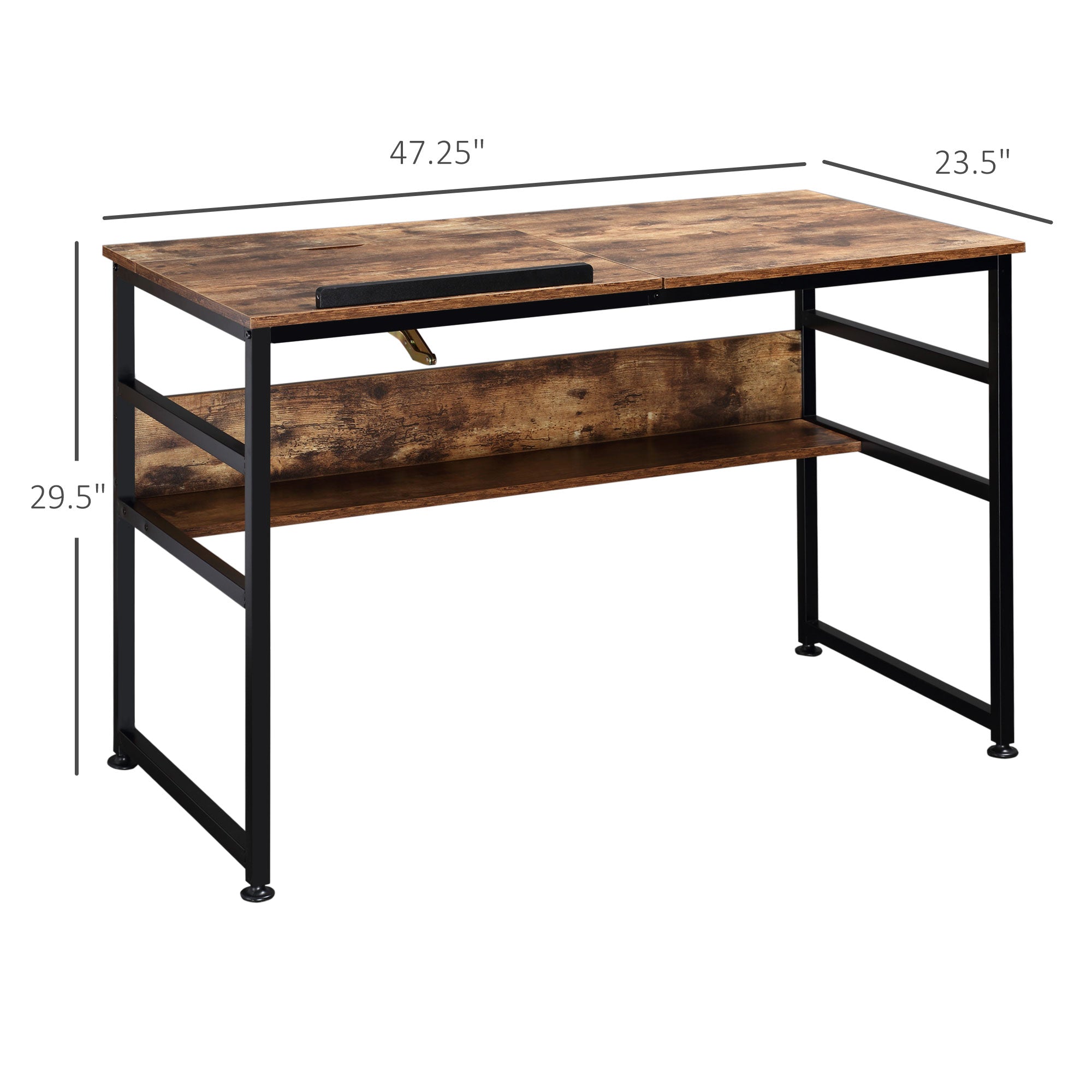 Adjustable Drafting Table - Rustic Brown Art Desk 47"-Office Products > Office Furniture > Office Desks & Work Stations > Writing Desks-DECOROLALA