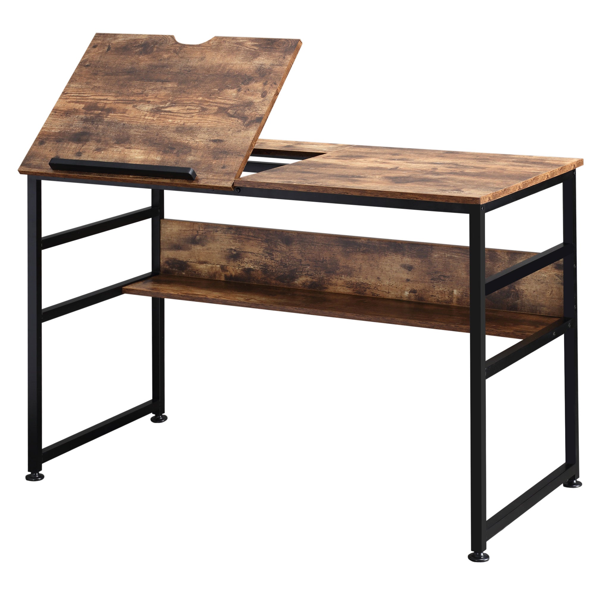 Adjustable Drafting Table - Rustic Brown Art Desk 47"-Office Products > Office Furniture > Office Desks & Work Stations > Writing Desks-DECOROLALA