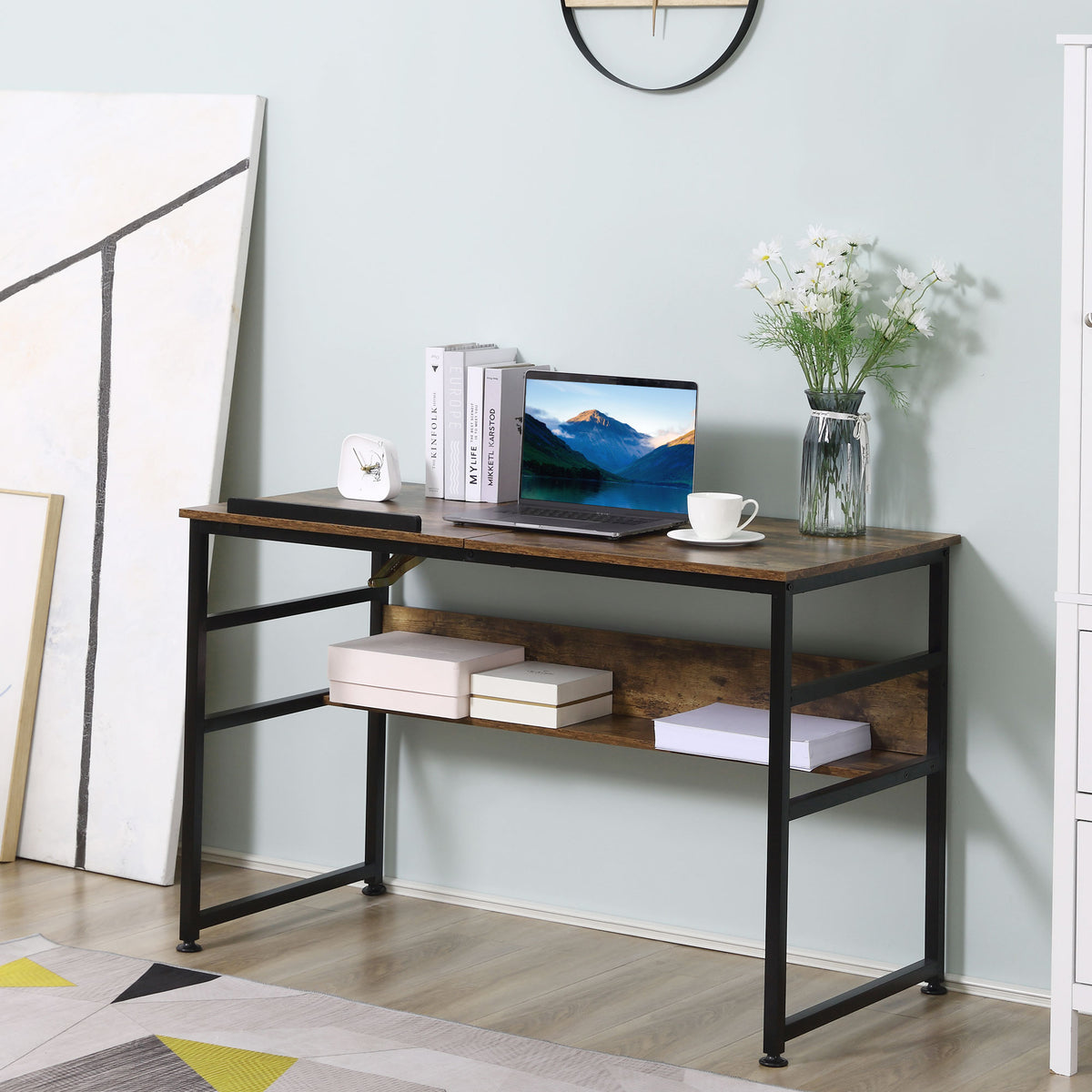 Adjustable Drafting Table - Rustic Brown Art Desk 47"-Office Products > Office Furniture > Office Desks & Work Stations > Writing Desks-DECOROLALA