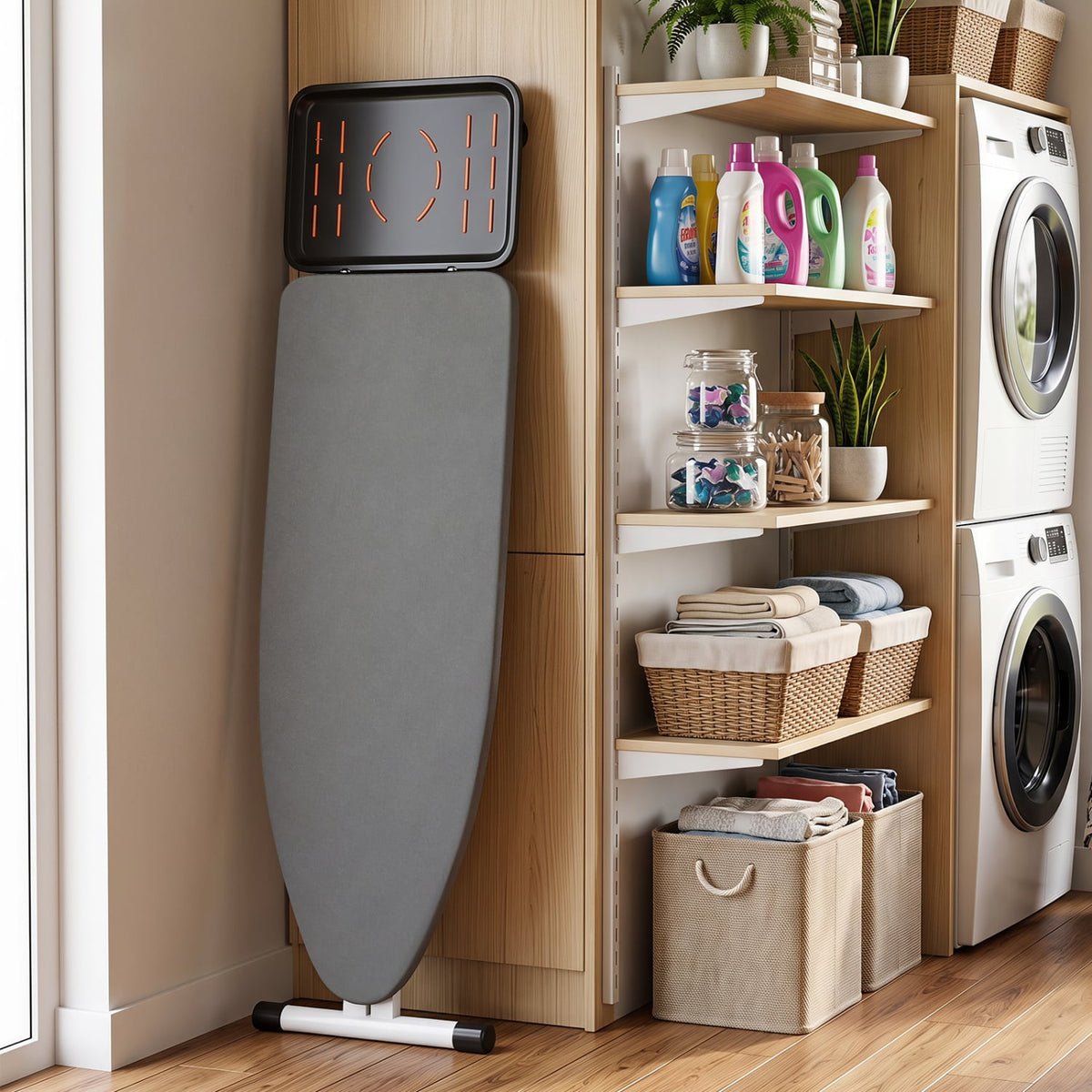 Adjustable Foldable Full Size Ironing Board - Grey Aluminum-Dryers-DECOROLALA