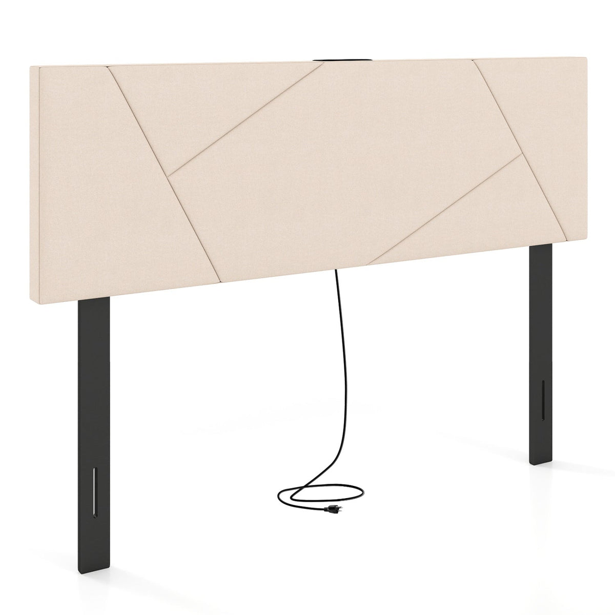 Adjustable Full/Queen Upholstered Headboard with Charging Station-Headboards-DECOROLALA
